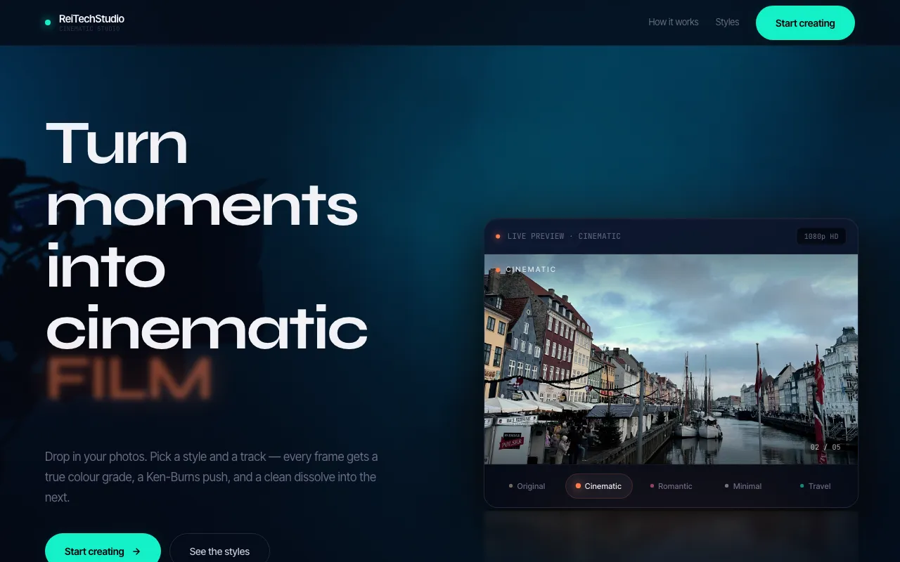 ReiTechStudio — live site screenshot